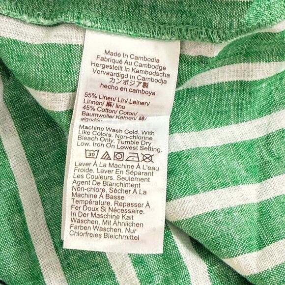 J.CREW Striped Linen-Blend Button-Up Shirt S White/Bright Clover Green NWT B45 - Picture 5 of 5